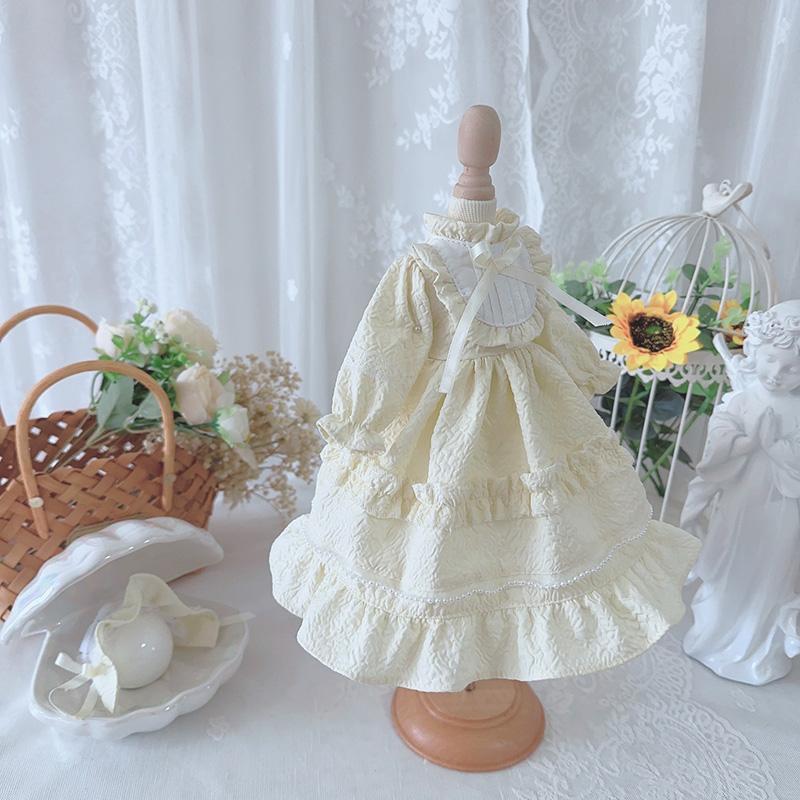 ドール服 ワンピース 宮廷風 レースフリル アプリコット コットン ハンドメイド 1/3 1/4 1/6 対応 ドール用 衣装 2