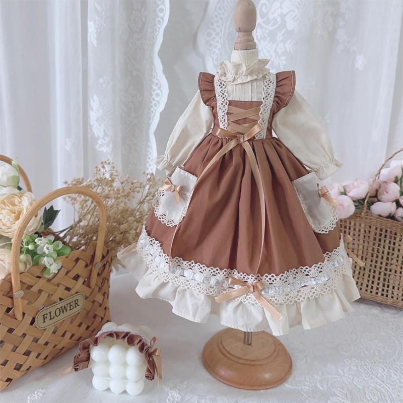 Rakuten - ドール用 クラシカル ロリータ風 エプロンドレス ブラウン カラフル ハンドメイド 1/3 1/4 1/6 BJD ブライス ぬいぐるみ対応