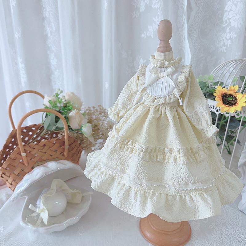ドール服 ワンピース 宮廷風 レースフリル アプリコット コットン ハンドメイド 1/3 1/4 1/6 対応 ドール用 衣装 3