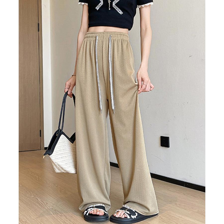 Rakuten - レディース ワイドパンツ 高伸縮性 ゆったり リラックスパンツ 春夏用 体型カバー 脚長 着やせ オシャレ カジュアル