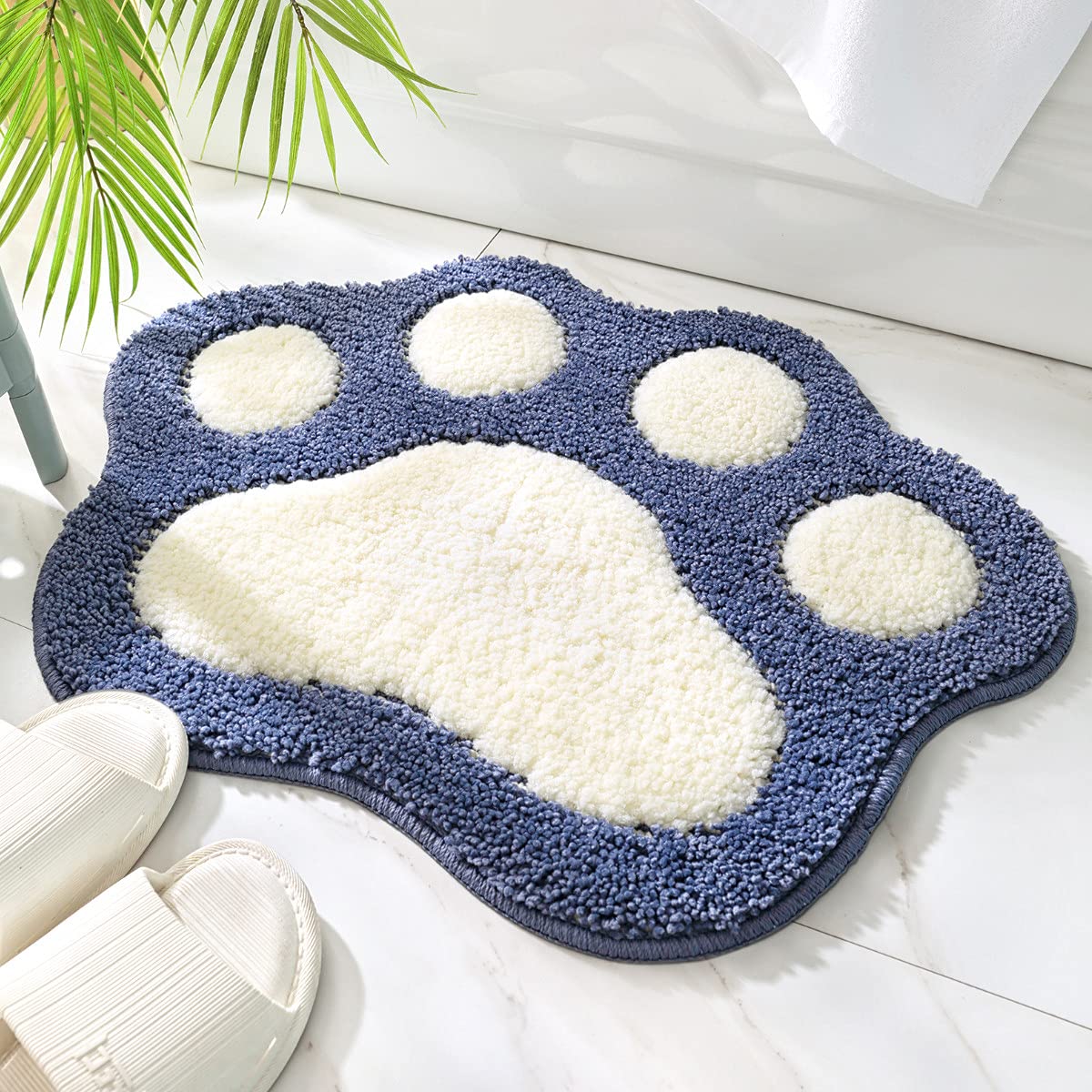 Rakuten - バスマット 吸水速乾 シャギー 45x60cm バスマット おしゃれ 足ふきマット グラデーション 丸洗い 高耐久 ブルー