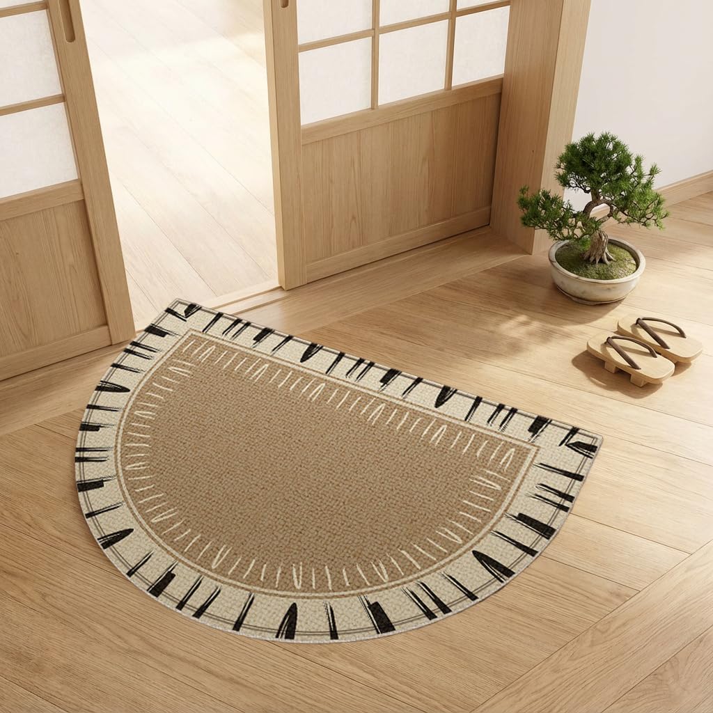 Rakuten - 玄関マット 滑り止め 室内 ドアマット 厚手 吸水 洗える 半円 50×80cm