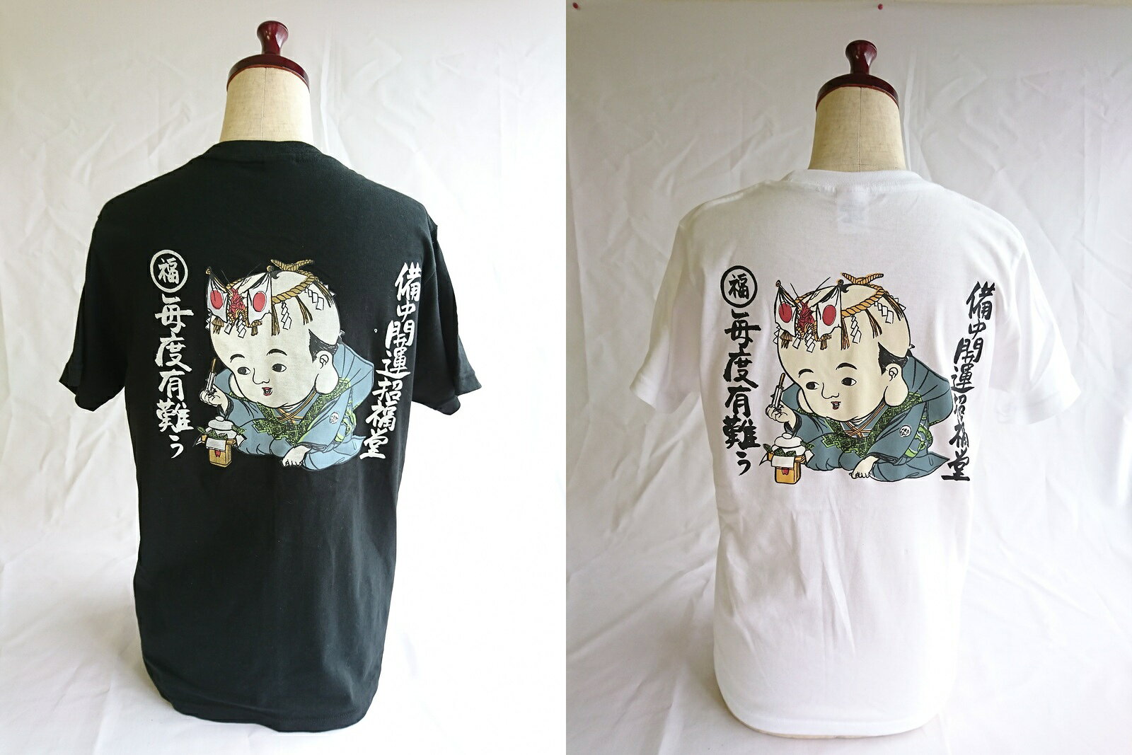 福助 Tシャツ ホワイト・ブラック ／限定 オリジナル 和風 レトロ Tシャツ メンズ レディース キッズ 和柄