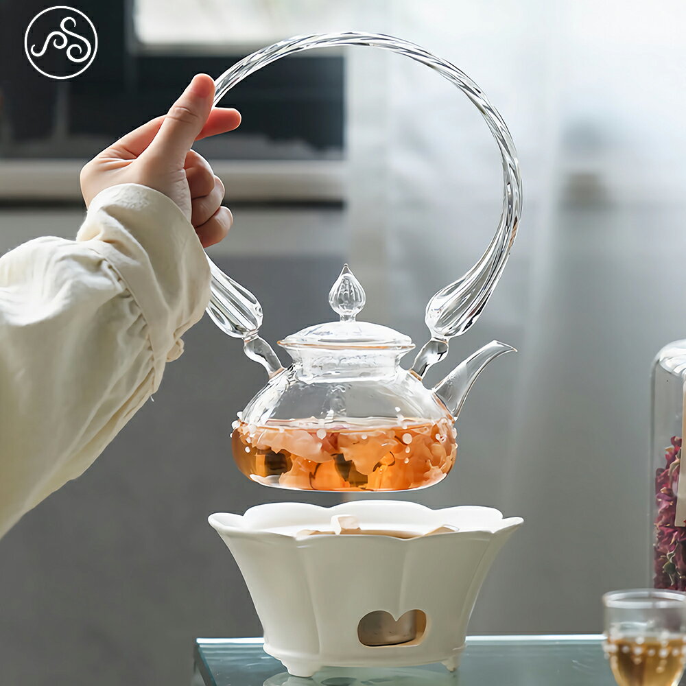 IwaiLoft 十卿 Glass Art 工芸作家作品 耐熱ガラス 夢 ティーポット ガラス 急須 470ml ガラス製ポット 紅茶ポット お茶ポット ガラスポット 花茶 工芸茶 ハーフティー に健康茶器 アフターティー お家ティータイム 母の日プレゼント 化粧箱付き