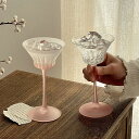 SNS風 かわいい 美しい脚付グラス 日本酒 ゴブレット ピンク ワイングラス 足付き クラフトサケグラス 玉足 すりガラス お酒 グラス 脚付き ワイングラス...