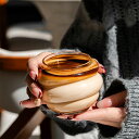 スパイラルラテカップ 耐熱ガラス コーヒーコップ デザート グラス 270ml 抹茶 ティーカップ かわいい ハニカム形 コップ おしゃれ クリア ロックグラス...