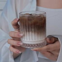 レトロ風 アイスコーヒーグラス 縞 タンブラー ロックグラス おしゃれ ウイスキー ハイボールカップ お酒 コップ 炭酸飲料 ミルク カフェ お茶 麦茶 紅茶 ...