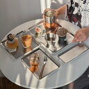 カフェ風 トレイ 304ステンレス製 シンプル トレー シルバー色 おしゃれ カフェ お盆 キッチントレー 韓国 キッチン ステンレストレイ 正方形 長方形 カ...