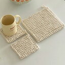 【2点以上送料無料】 綿製鍋敷き 12×12cm&19x19cm ひも付き 鍋しき なべしき ハンドメイド トレイ おしゃれ 和風 北欧 釜敷き 鍋布き 鍋置き...