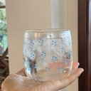 INS風 爽やかな 小花柄グラス カップ 耐熱ガラス タンブラー 可愛い 北欧 ガラスコップ ティーカップ おしゃれ シンプル アイスコーヒーカップ 北欧 シン...