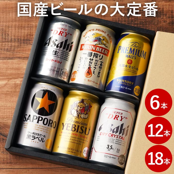 エビスビール ＼ 父の日 早割 P5倍★5/23迄／ ギフト ビール アサヒ キリン 詰め合わせ 【 国産ビール 大定番 飲み比べ セット 】 アサヒスーパードライ エビス 一番搾り 生ビール プレモル 贈答用 退職祝い 男性 女性 父 母 誕生日 プレゼント ビールギフト 記念日 還暦祝い 母の日