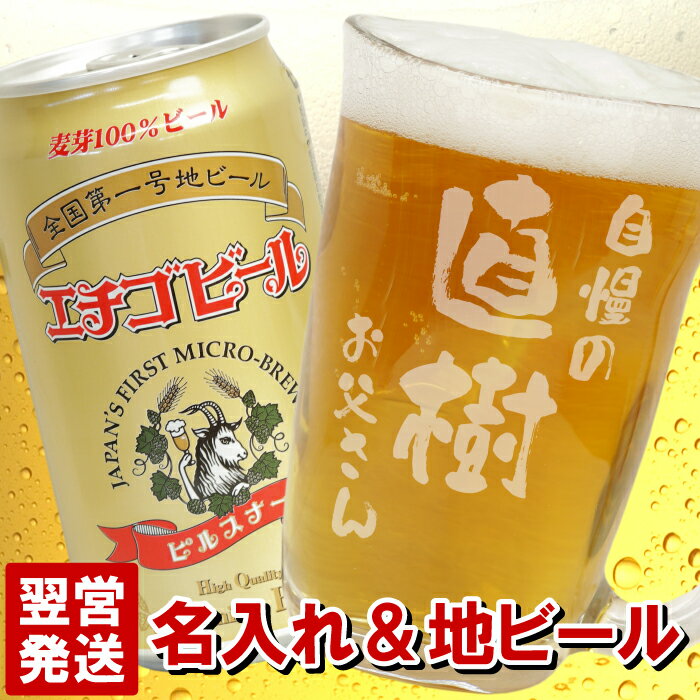 名入れビールジョッキ プレゼント ビール 還暦祝い 父 名入れ ビール ジョッキ 名入れ 父親 誕生日 グラス 送料無料 【 てびねり ビールジョッキ ＆ エチゴビール セット 】 名前入り ギフト 新潟 地ビール お酒 ギフトセット 名入り 男性 父 お父さん ギフト 定年 退職 祝い 母の日 父の日