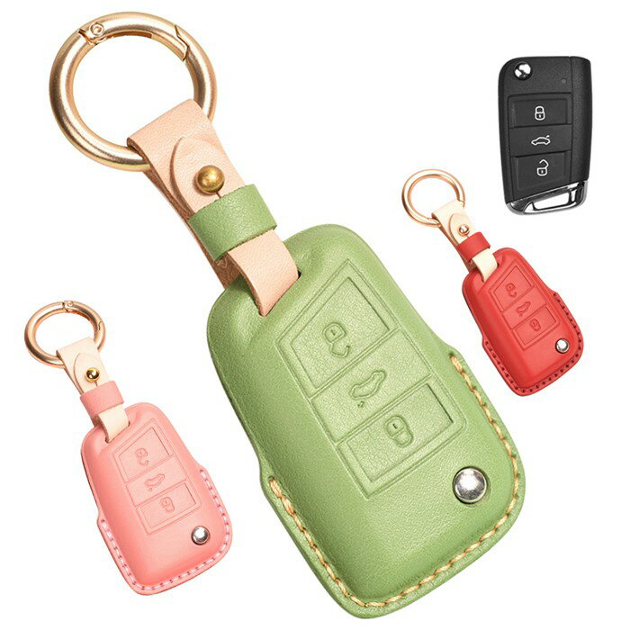 フォルクスワーゲン 専用 折りたたみ式 スマトー キーケース 本革 キーカバー キーホルダー VW用 パサ..