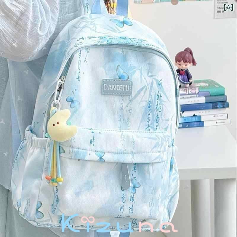 リュック レディース 女の子 ナイロン 蝶柄 バタフライ 通勤 通学 普段使い 大容量 バックパック カジ..