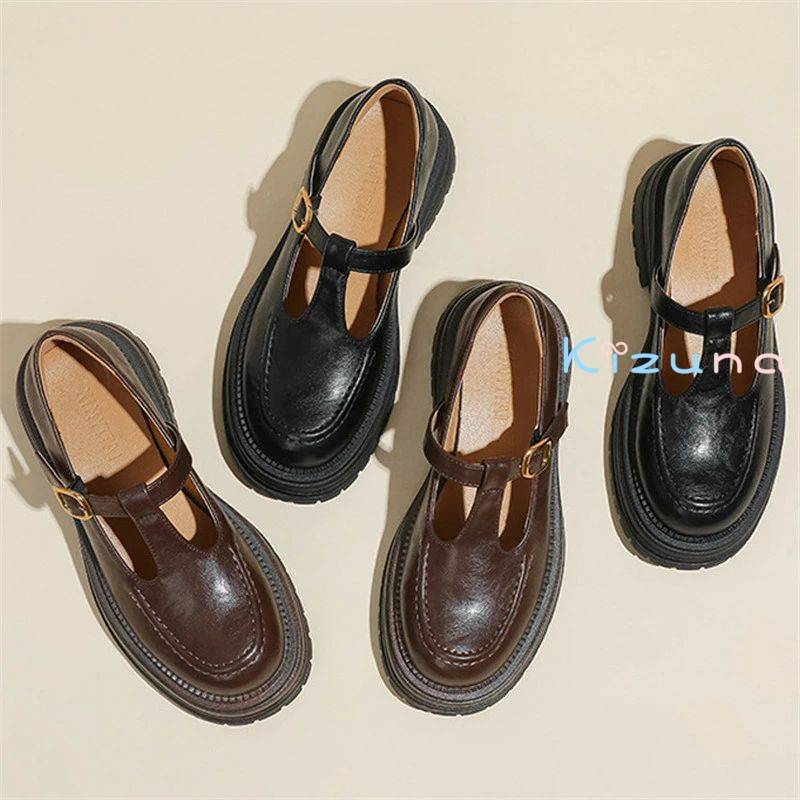 ローファー 厚底 レディース パンプス シューズ 靴 疲れない メリージェーン 5cm フラット ボリュームソール トラックソール ストラップ ラウンドトゥ 調...