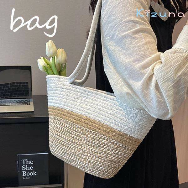かごバッグ ショルダー レディース 大きめ 大人可愛い 春夏 カバン バッグ ストローバッグ ポケット 軽..