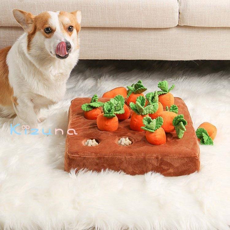 ペット おもちゃ にんじん畑 犬 猫 知育玩具 ノーズワークトイ ペット用 知育おもちゃ ペット用品 ぬいぐるみ 人参 遊び いぬ ねこ 性格改善 運動不足 プレゼント ふわふわ トイ ストレス解消 犬歯磨き 屋内 シニア犬 SNS 大人気 kizuna-shop-10015514 絆shop サンプル画像2