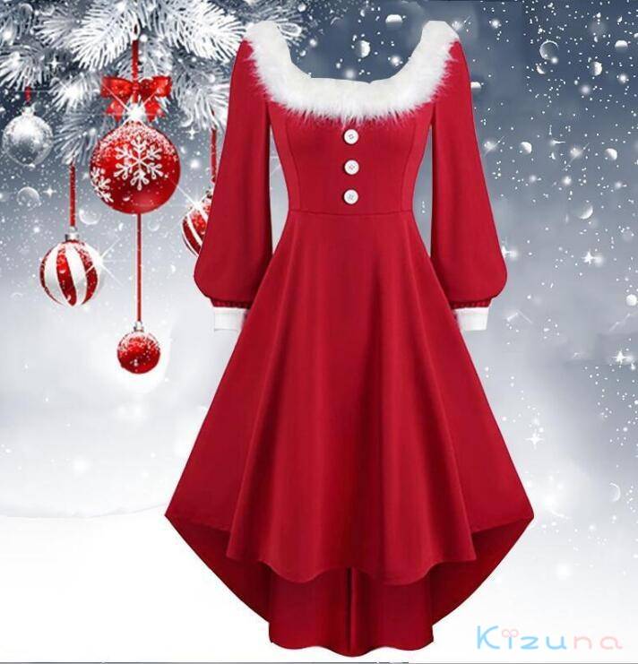 長袖クリスマスワンピースレディース...