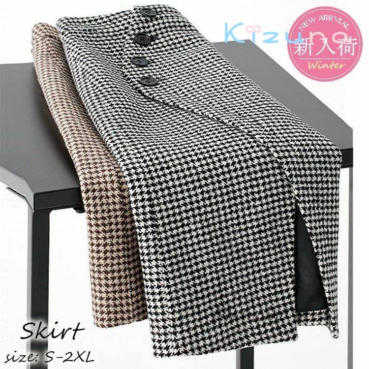 スカート マキシ丈 秋冬 タイトスカート チェック柄ラシャ aラインスカート レディース 40代 膝丈スカート ハイウェストボトムス 大人韓国風 体型カバー 通勤OL オシャレ大きいサイズ 30代 50代
