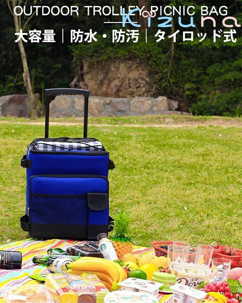 キャリーカート クーラーボックス ショッピングカート 保温 保冷 大容量 43L 買い物カート 保冷バッグ 冷蔵庫バッグ アウトドア ピクニック キャンプ レジャー 釣り 車載 2輪 荷物運び 伸縮ハンドル キャスター 運動会 BBQ 軽量 耐久性 多用途 収納 便利 コンパクト kizuna-shop-10014254 絆shop サンプル画像2