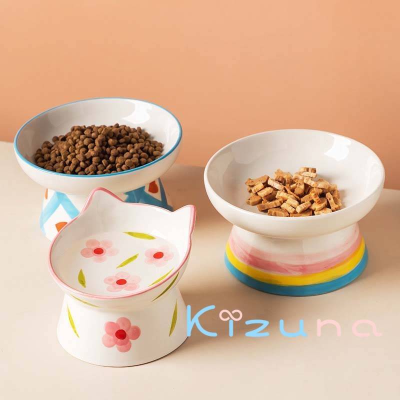 【6%OFFクーポン】猫 犬 フードボウル 傾斜 陶器 水入れ 斜め 食器 食べやすい 高さ 水飲み セラミック..