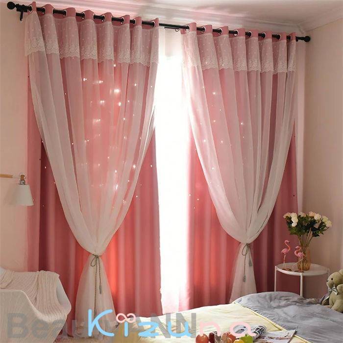 カーテン 星柄カーテン 遮光カーテン かわいい おしゃれ 一体型カーテン 4色 7サイズ選べる 100cmx110cm~100cmx230cm ドレープカーテン...