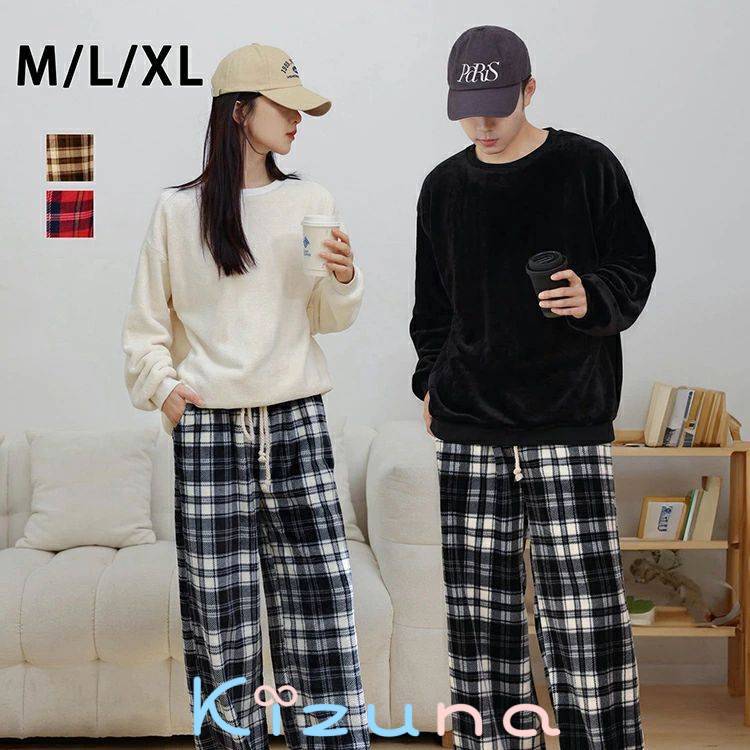 ペア パジャマ 冬用 上下セット レディース メンズ カップルペアルック ペアルック 厚手 暖かい もこもこ 大きいサイズ 部屋着 おしゃれ 寝巻き ナイトウェア 単品売り 5タイプ M L XL 長袖 フランネル