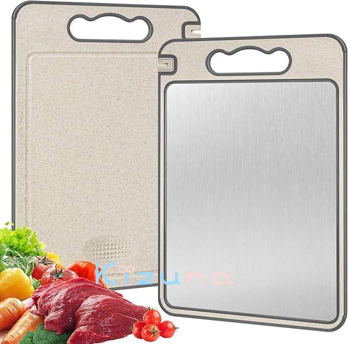 まな板 両面使える 多機能カッティングボード ステンレス面＆PP面 36.5*25cm ダブル材質 分けて使える ..