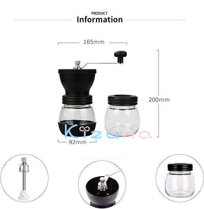 コーヒーミル手動 ガラス瓶付き 粗さ調整可能 コーヒーみる手挽きコーヒーミル こーひーみ セラミック臼 キャンプ、旅行、家庭用のポータブル小型コーヒーグラインダー kizuna-shop-10014376 絆shop サンプル画像3