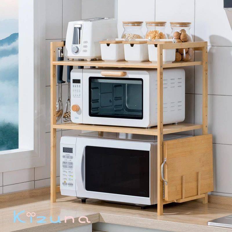 木製 キッチン収納棚 レンジ上ラック 電子レンジ棚 レンジラック 電子レンジラック 電子レンジの上 レ..