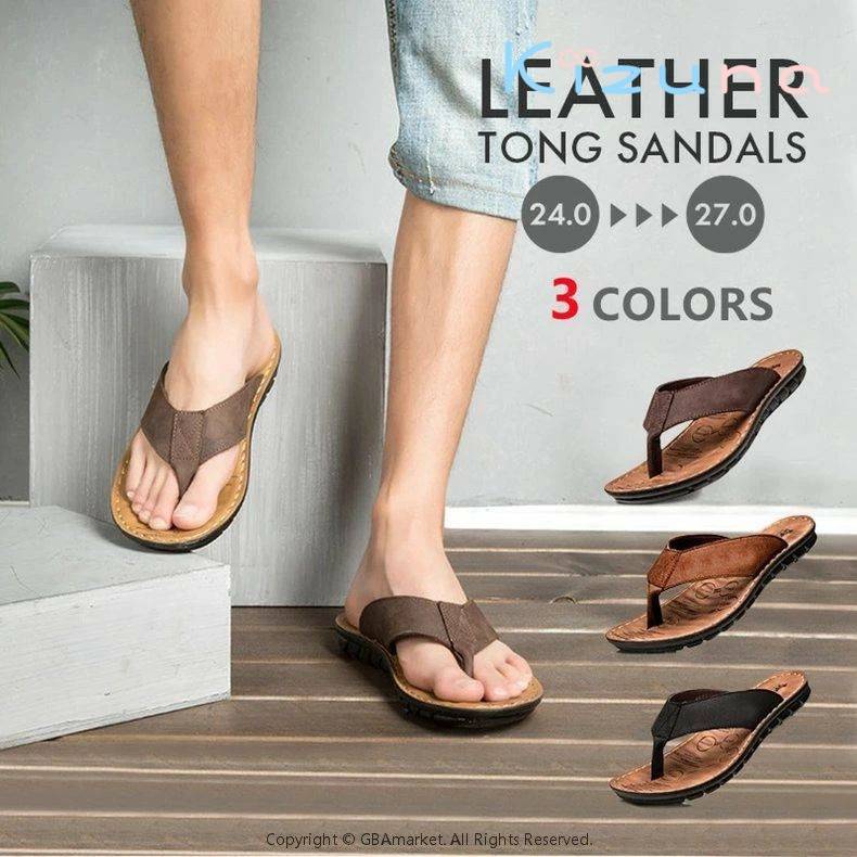 軽量 柔軟 防滑 レザーストラップ 天然皮革 本革 皮 革 レザー シューズ ビーチサンダル トングサンダ..