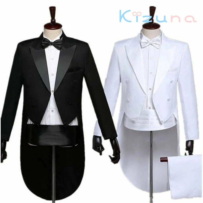 女性/男性メンズフォーマル　スーツ 燕尾服　結婚式/パーティ/司会　スーツ/ズボン/蝶タイ/カマーベル..