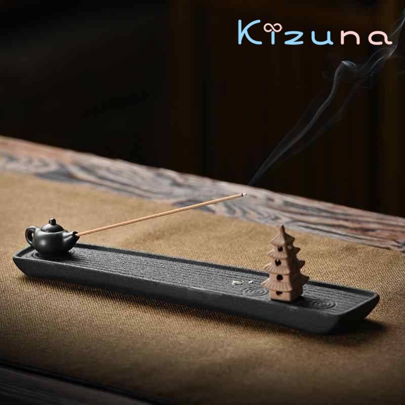 香炉 陶器製 手作り 線香立て 横置き お香立て 禅風 和モダン インテリア 置物 書斎 茶室 リビング 玄..