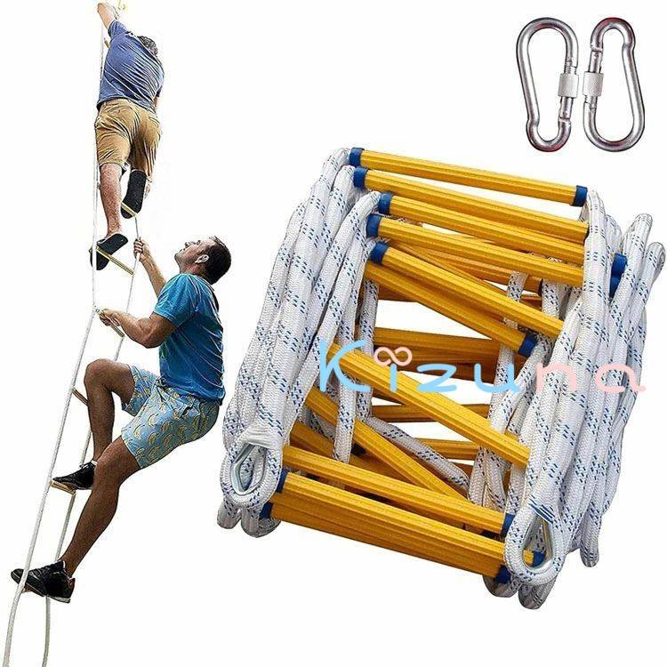 避難はしご 縄はしご 家庭用樹脂製はしご 逃げはしご 救難ロープ 消防はしご ロープラダー 柔らかい 滑り止め摩耗高高度作業工程はしご 装着簡単 安全くん エスケープ 災害 救難 救援 逃げなど緊急対応に 緊急対応 収納簡単 カラビナ付き 送料無料