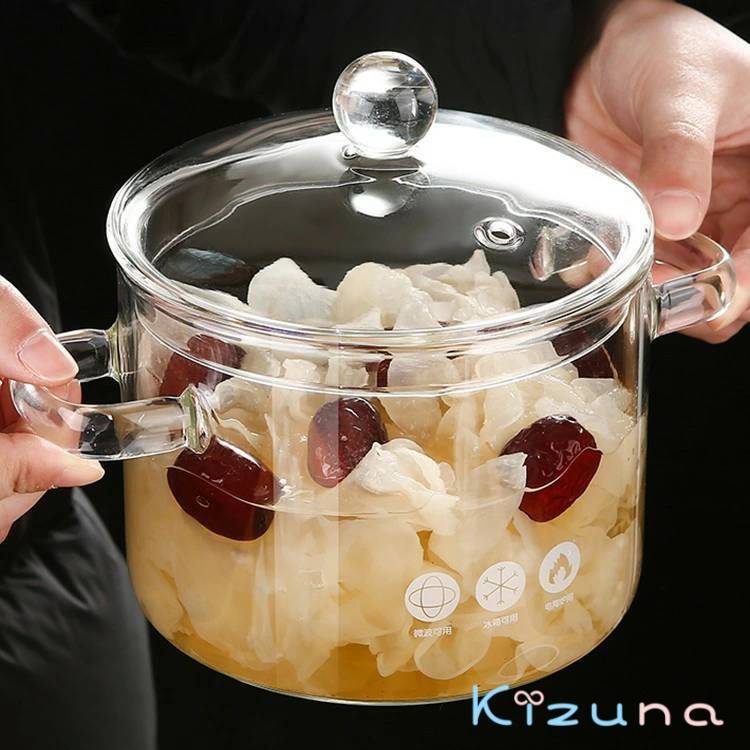 ガラス調理鍋 スープ鍋 耐熱ガラス鍋 透明な家庭用ガラススープ鍋 ふた付き サラダボウル キッチン用品..