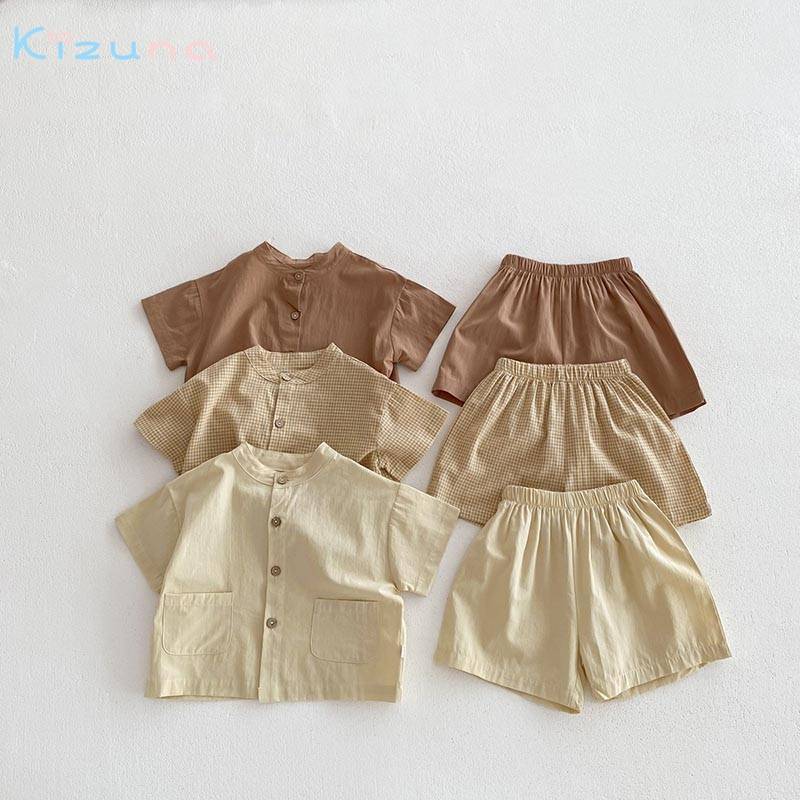 キッズ ベビー服 セットアップ 無地 夏服 Tシャツ 半袖 無地 シンプル レトロ 子供服 上下セット カジュアル 男の子 女の子 夏 春 短パン パンツ カジュアル ジュニア おそろい 洋服 80cm 90cm 100cm 110cm 120cm 2