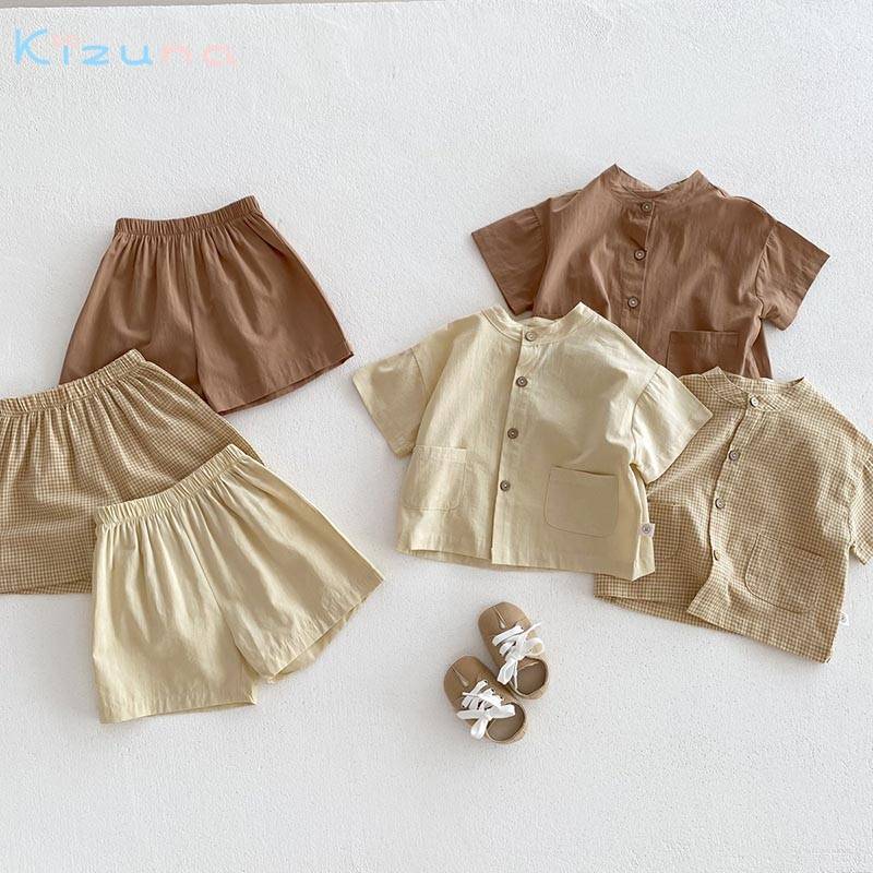 キッズ ベビー服 セットアップ 無地 夏服 Tシャツ 半袖 無地 シンプル レトロ 子供服 上下セット カジュアル 男の子 女の子 夏 春 短パン パンツ カジュアル ジュニア おそろい 洋服 80cm 90cm 100cm 110cm 120cm 3