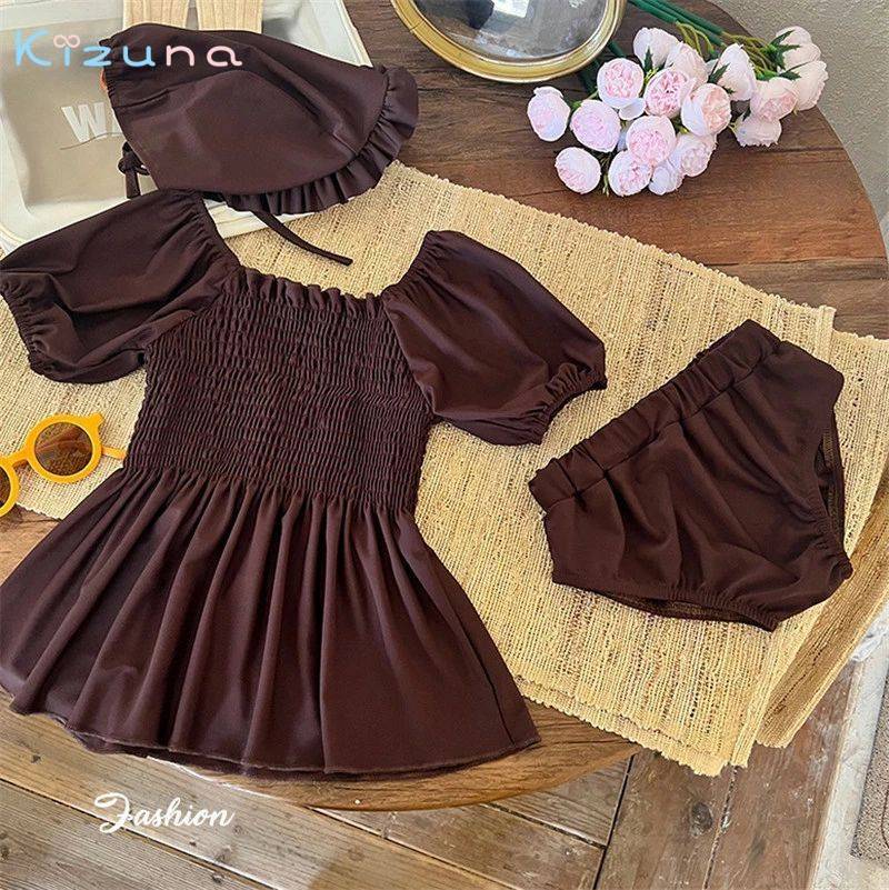 New Arrival 子供水着 赤ちゃんの水着 キャップ付き 3点セット ワンピース パンツ ...