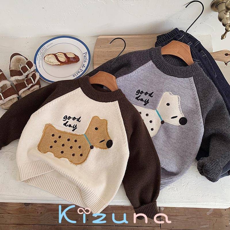 【送料無料】子供用 セーター キッズ 子供服 犬柄ニット 洗える ベビー服 トップス...
