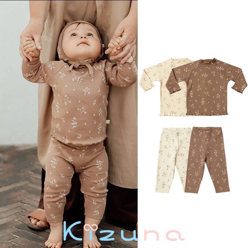 ベビー服 長袖 トップスとパンツ 上下セット オリーブ 女の子 男の子 0〜24ヶ月 ベビー肌着 新 ...