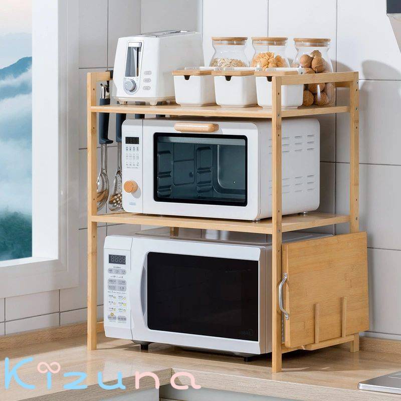 木製 キッチン収納棚 レンジ上ラック 電子レンジ棚 レンジラック 電子レンジラック 電子レンジの上 レ..