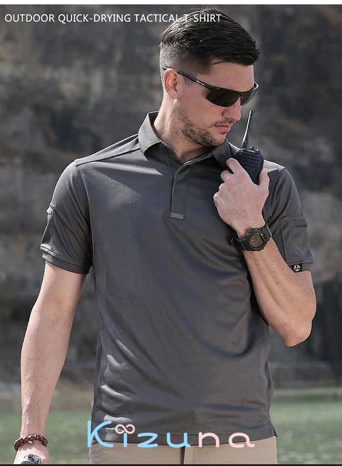 S-2XL ポロシャツ メンズ 半袖 ミリタリー polo tシャツ ゴルフウェア ゴルフシャツ 無地 半袖 アウトドア 男性 大人 吸汗 速乾 消臭 カジュアル スポーツTシャツ 襟付き 接触冷感 汗ジミ防止 透け防止 作業着 作業服 kizuna-shop-10005835 絆shop サンプル画像3