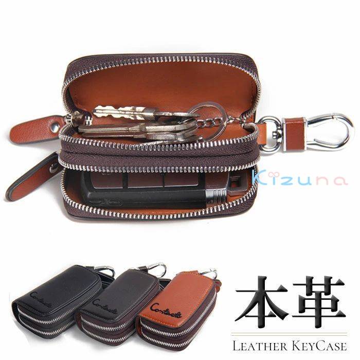 キーケース ポーチ メンズ レディース スマートキー 革 本革 ポケット キーリング キーホルダー ジッパ..