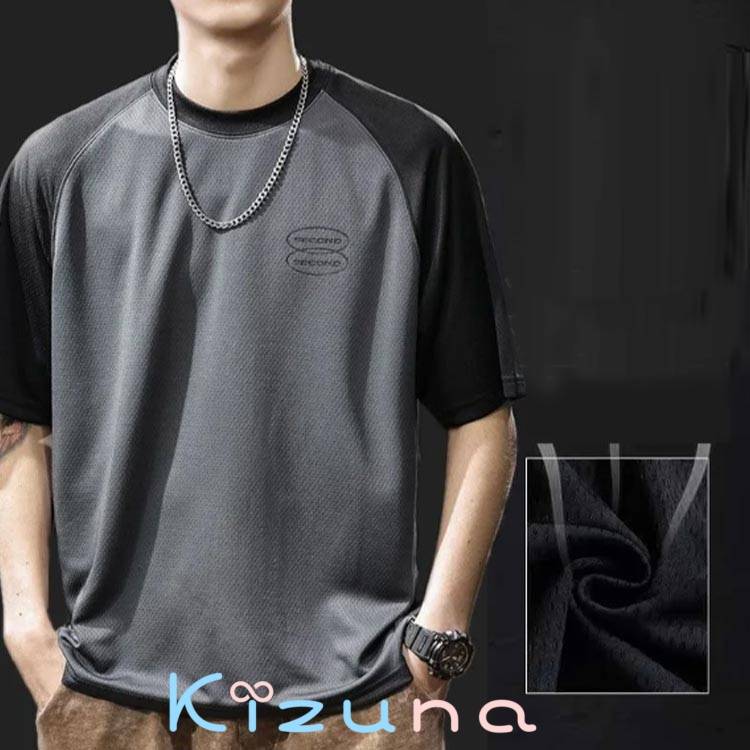 「スーパーSALE半額」 2枚セット メンズ tシャツ 接触冷感 吸水速乾 半袖Tシャツ ひんやり トップス 夏用 メッシュ tシャツ ティーシャツ スポーツウェア ストレッチ 薄手 ジム 作業服 涼しい かっこいい 運動着 kizuna-shop-10006835 絆shop サンプル画像3