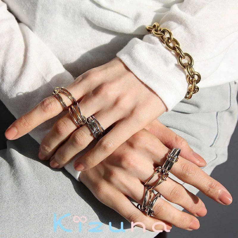 リング 金属アレルギー対応 指輪 レディース アクセサリー 2連 3連 ゴールド シルバー 金 銀 つけっぱ..