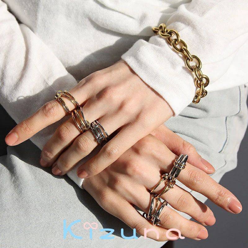 リング 金属アレルギー対応 指輪 レディース アクセサリー 2連 3連 ゴールド シルバー 金 銀 つけっぱ..