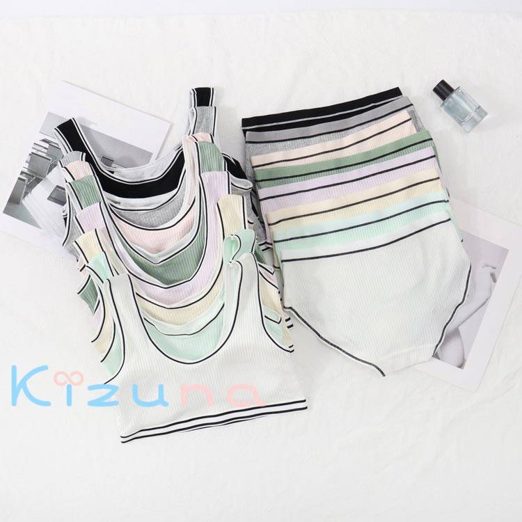 高校生 中学生 ショーツセット スポーツブラ ジュニアブラジャー 上下セット 学生 リブ ノンワイヤーブラ リボン ジュニア向け フィットネス シンプル ヨガ 運動 トレーニング ベストタイプ 子供 小学生 ショーツ 3