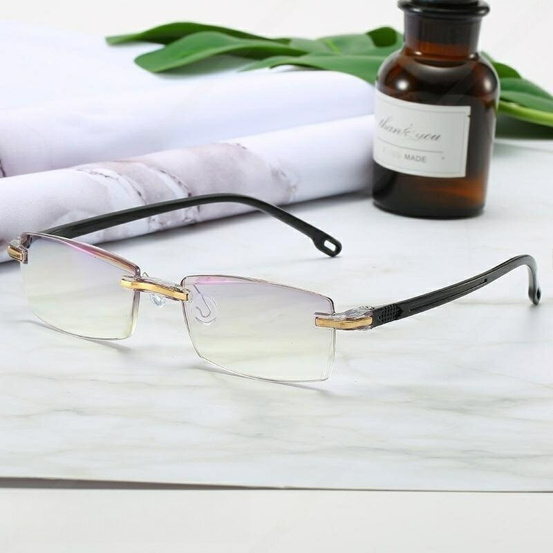 Rakuten - ＼SALE 1点5％OFF 2点10％OFF／老眼鏡 累進多焦点 自動にスマートズーム 100-700 メンズ レディース ブルーライトカット PCメガネ おしゃれ 縁なし 遠近両用 自動調整 50代 60代 老眼レンズ