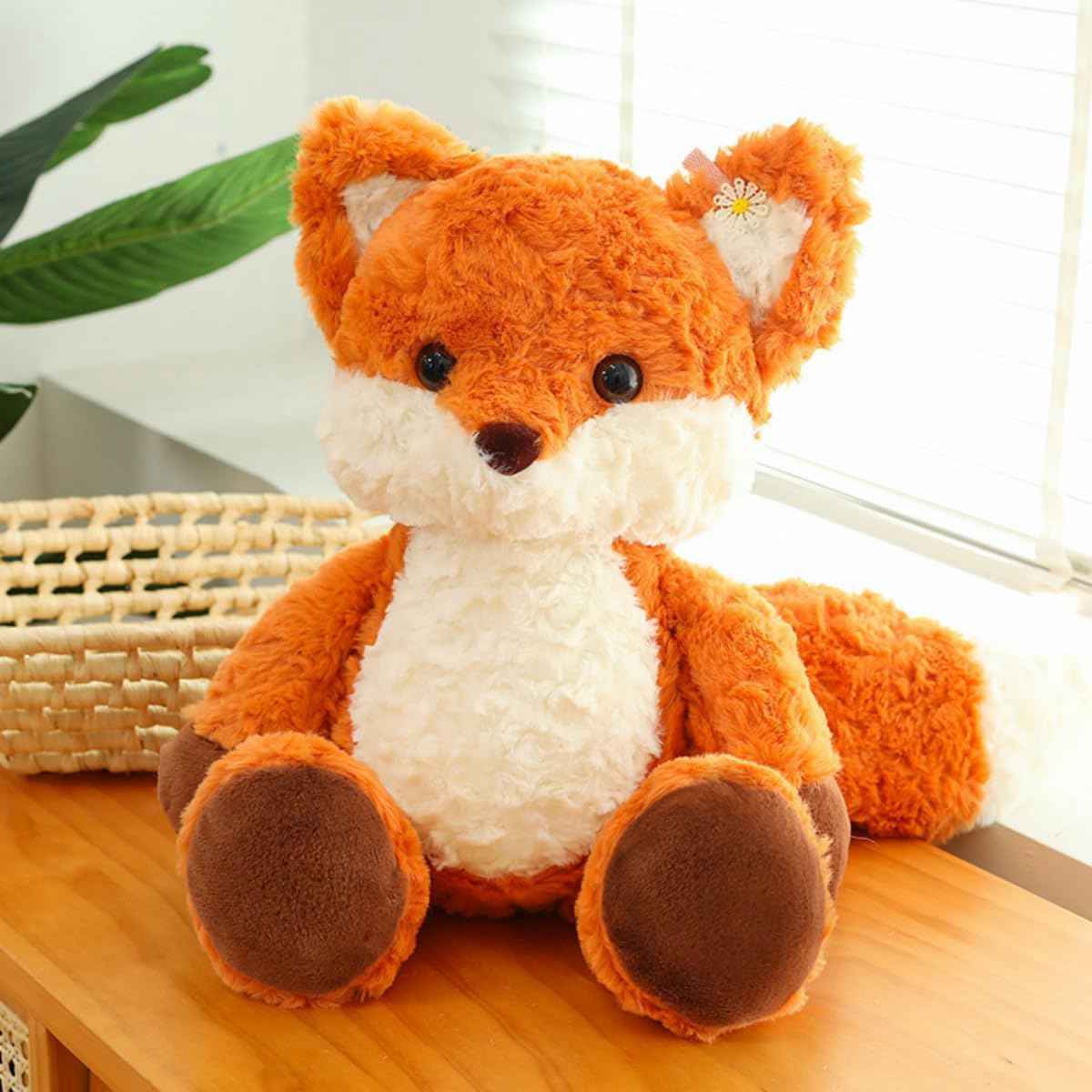 樂天商城 - ＼SALE 1点5％OFF 2点10％OFF／キツネ ぬいぐるみ 大きい 抱き枕 狐 おもちゃ ソフト 動物 リアル かわいい ふわふわ 可愛い 添い寝 オレンジ 柔らかい 背当て 置物 飾り インテリア 贈り物 45cm クリスマス お祝い お