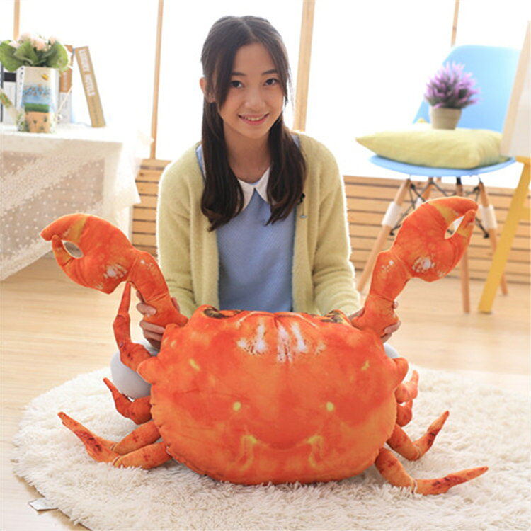 Rakuten - ＼SALE 1点5％OFF 2点10％OFF／カニのぬいぐるみ 蟹 お誕生日プレゼント 大きい 甲殻類 手触りふわふわ 抱き枕 ギフト 贈り物 店飾り インテリア ユニーク おもちゃ size 幅30×50cm